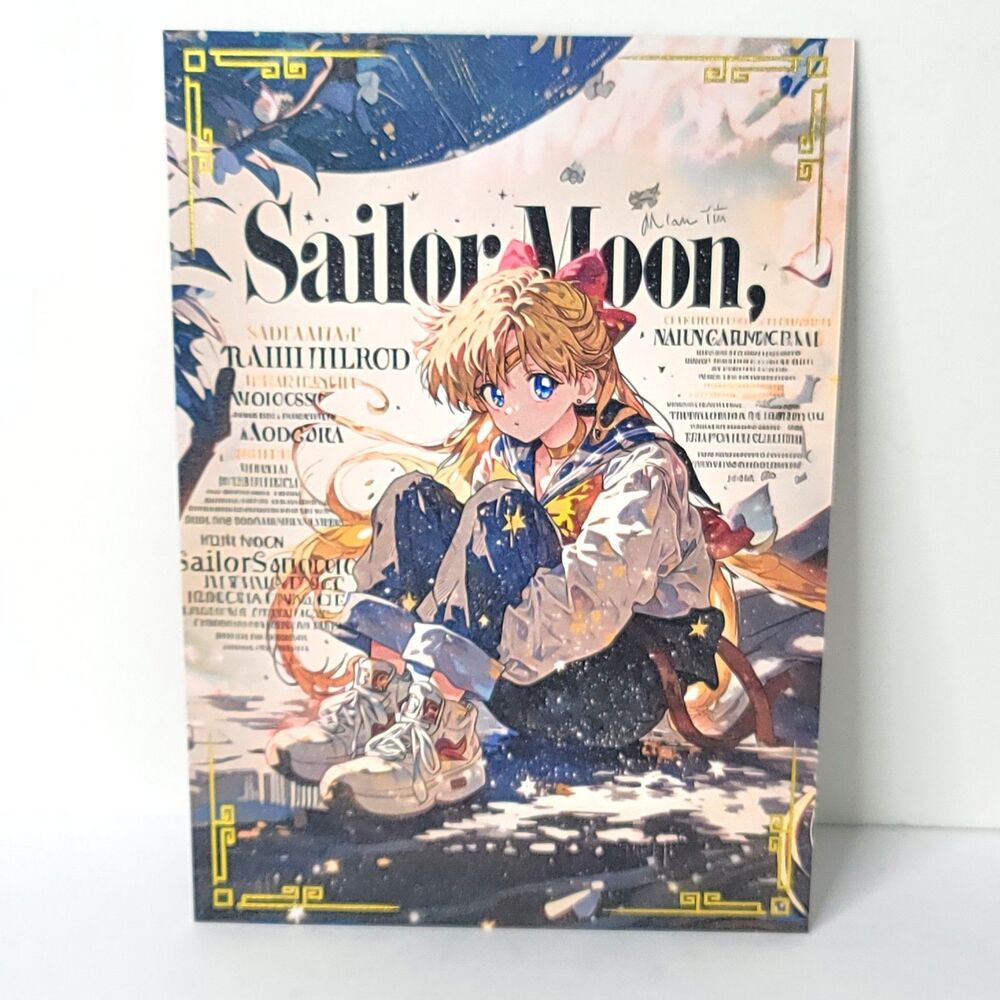 Sailor Moon Painting Double Waifu Card Anime Girl Wall Art Oversized Board A5